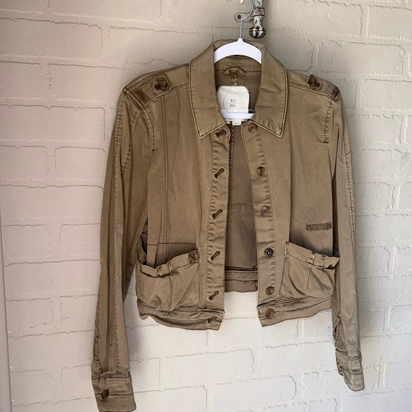 Anthropologie Hei Hei Cropped Utility Jacket Small Military Style xs distressed - Picture 2 of 8